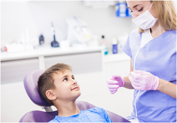 Healthcare professional caring for a child